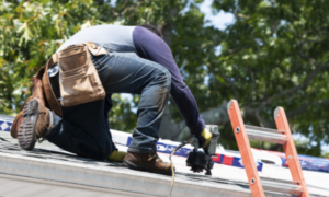 Technician working on a roof